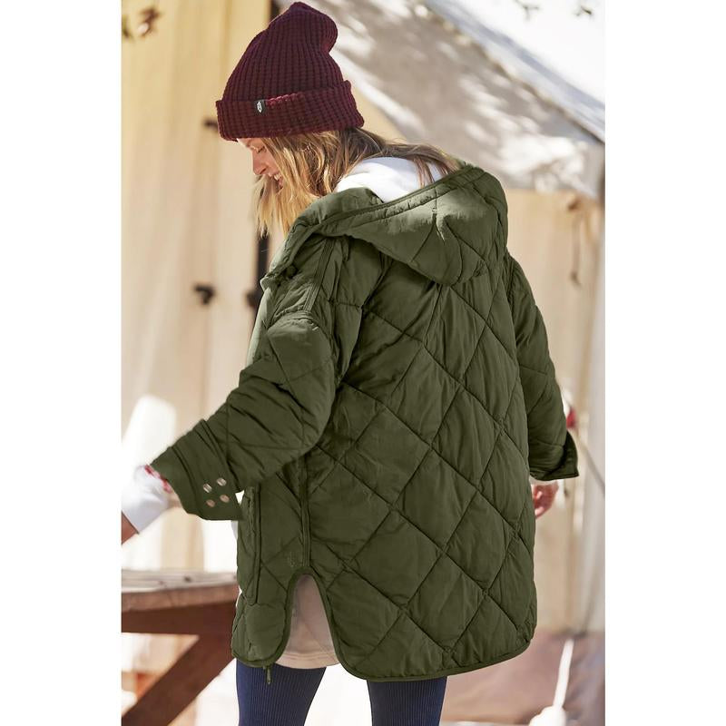 Imily Bela Womens Quilted Puffer Jacket Hooded Long Sleeve Zip up Winter Coat Lightweight Warm Jackets with Pockets