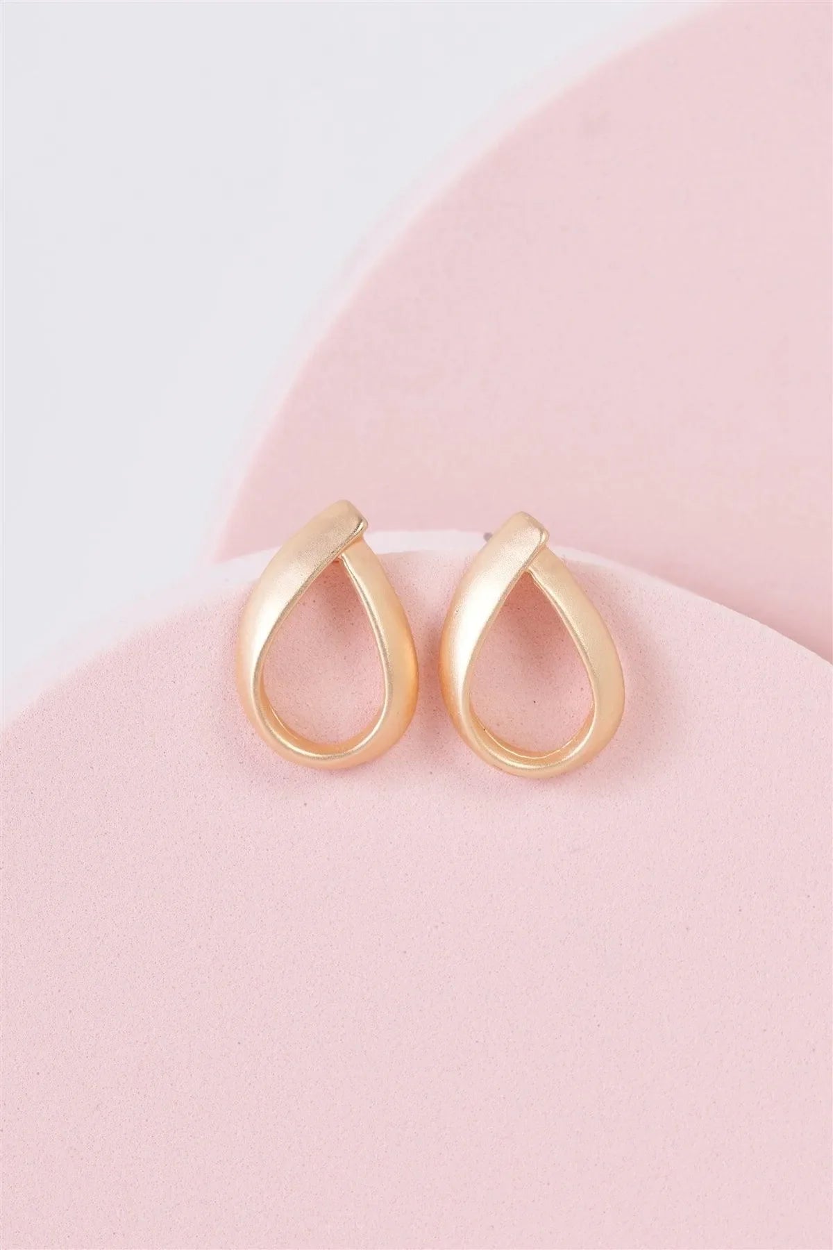 Matte Gold Looped Water Drop Stud Earrings