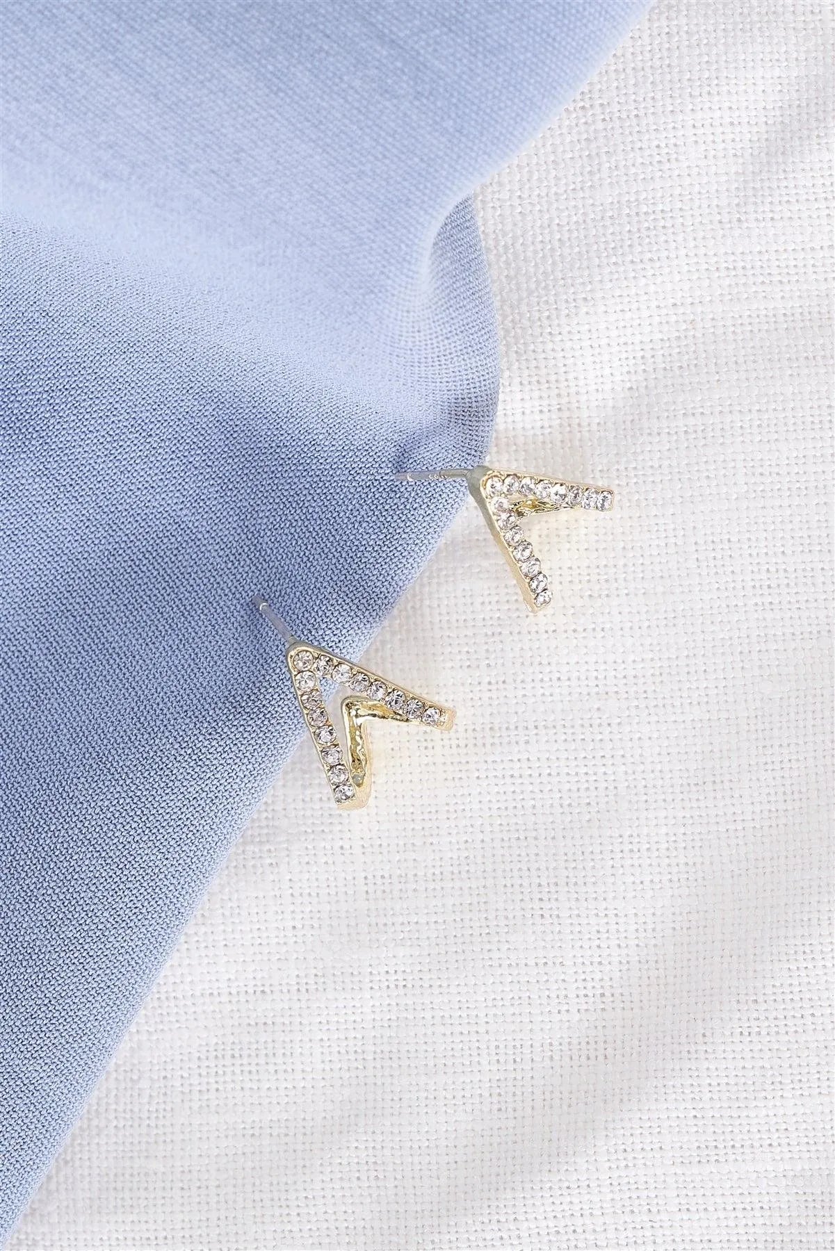 Gold Rhinestone Split Huggie Stud Earrings