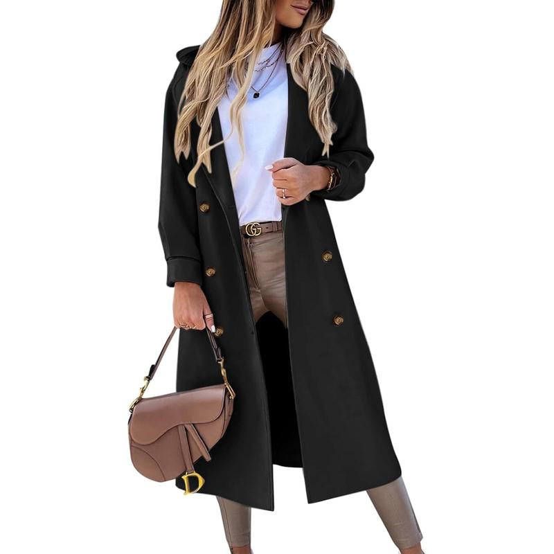 Piepiebuy Women'S Wool Blend Double Breasted Pea Coat Notched Lapel Long Winter Overcoat
