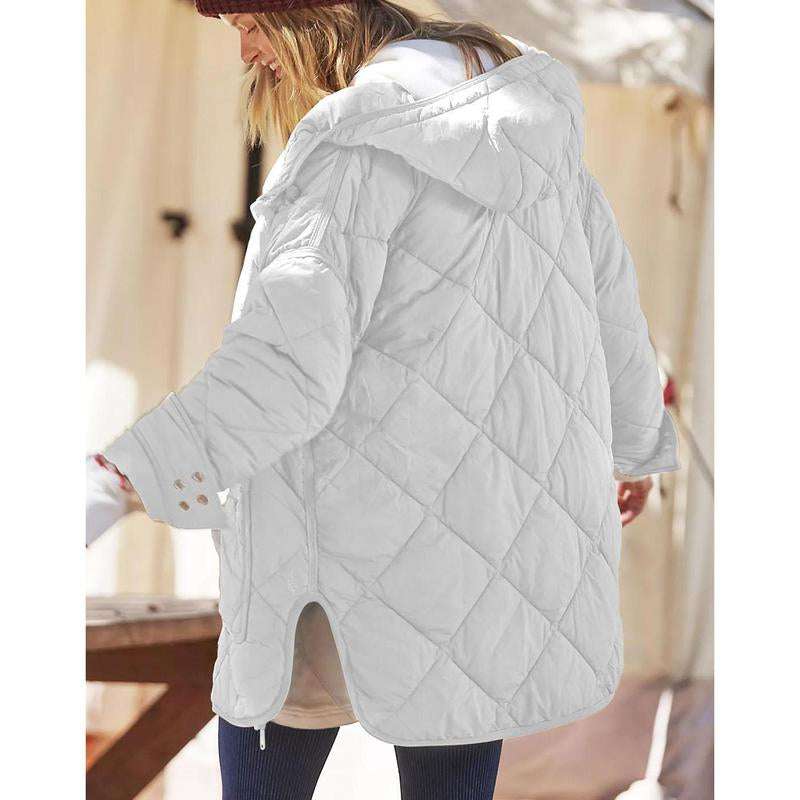 Imily Bela Womens Quilted Puffer Jacket Hooded Long Sleeve Zip up Winter Coat Lightweight Warm Jackets with Pockets