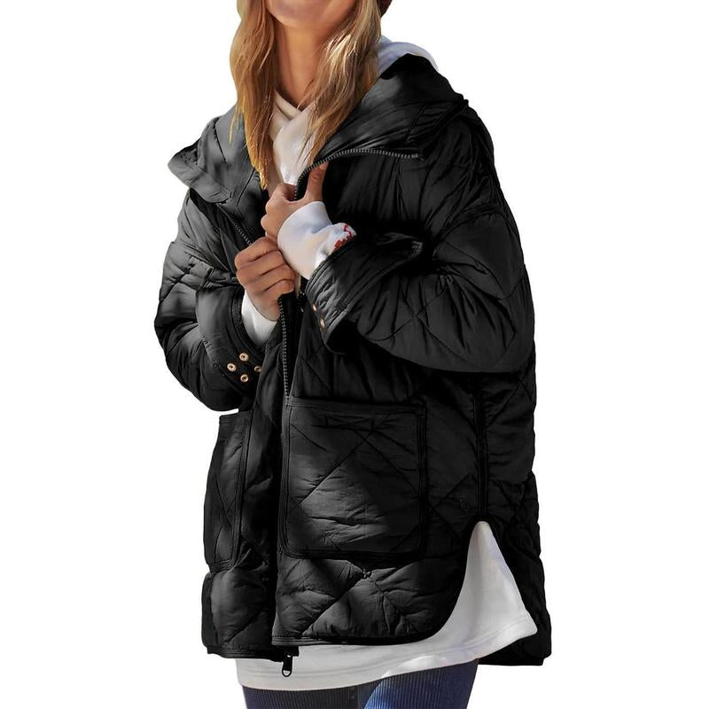 Imily Bela Womens Quilted Puffer Jacket Hooded Long Sleeve Zip up Winter Coat Lightweight Warm Jackets with Pockets