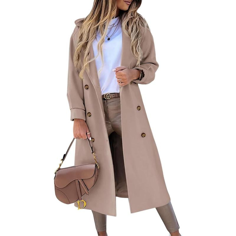 Piepiebuy Women'S Wool Blend Double Breasted Pea Coat Notched Lapel Long Winter Overcoat