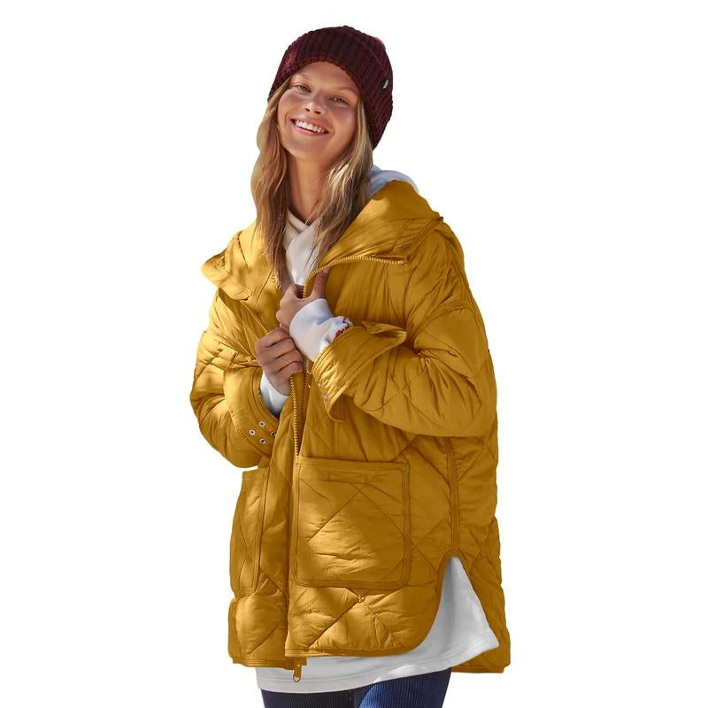 Imily Bela Womens Quilted Puffer Jacket Hooded Long Sleeve Zip up Winter Coat Lightweight Warm Jackets with Pockets