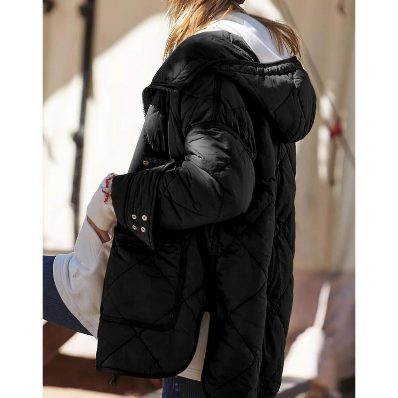 Imily Bela Womens Quilted Puffer Jacket Hooded Long Sleeve Zip up Winter Coat Lightweight Warm Jackets with Pockets