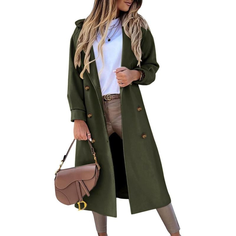 Piepiebuy Women'S Wool Blend Double Breasted Pea Coat Notched Lapel Long Winter Overcoat