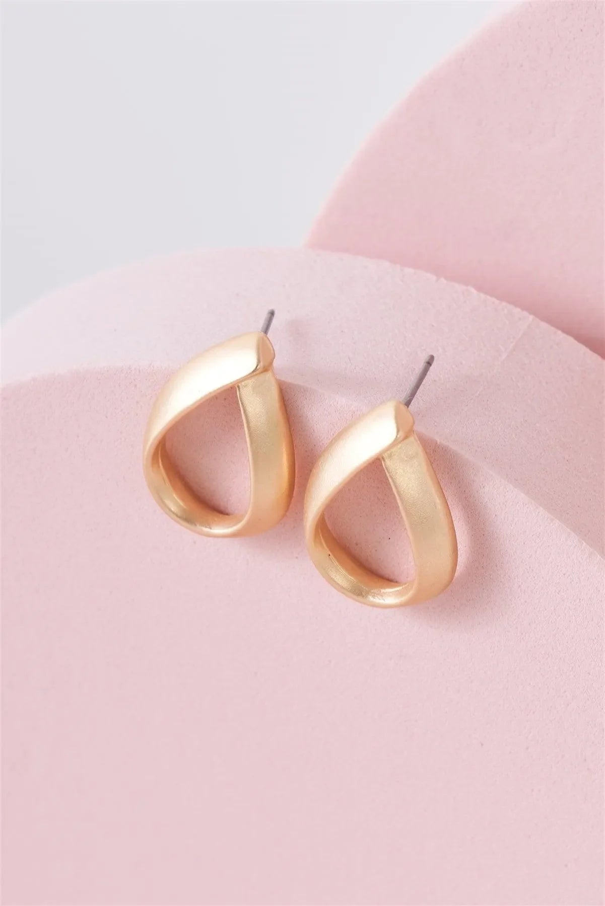 Matte Gold Looped Water Drop Stud Earrings