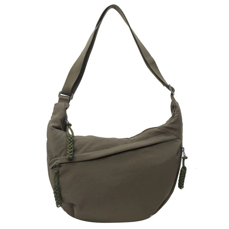 Canvas Lightweight Solid Color Dumpling Bag Crossbody Bags Large Capacity Korean Simplified Shoulder Bag
