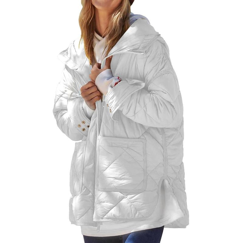 Imily Bela Womens Quilted Puffer Jacket Hooded Long Sleeve Zip up Winter Coat Lightweight Warm Jackets with Pockets