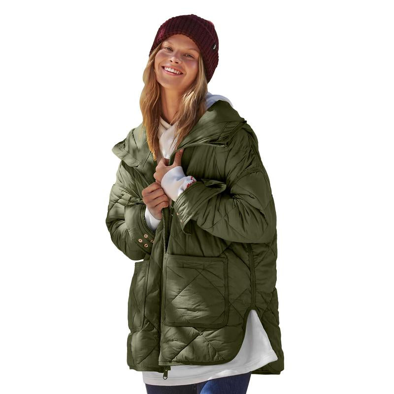 Imily Bela Womens Quilted Puffer Jacket Hooded Long Sleeve Zip up Winter Coat Lightweight Warm Jackets with Pockets