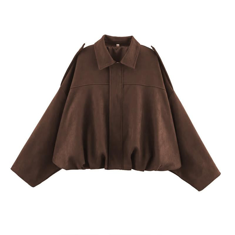 Katchme Women'S Winter Vintage Solid Color Collared Zipper Long Sleeve Jacket, Cozy Outerwear for Lady