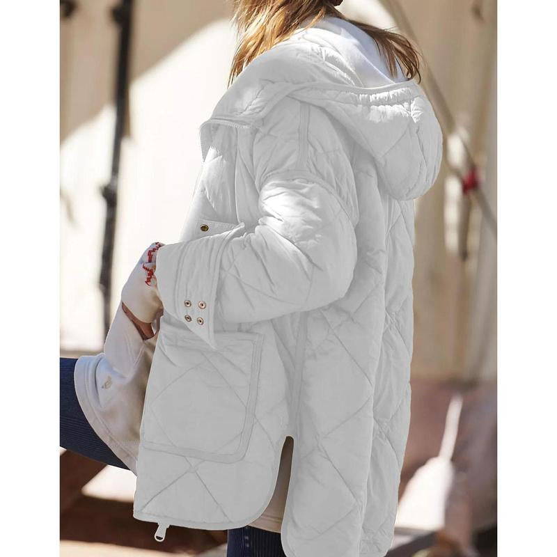 Imily Bela Womens Quilted Puffer Jacket Hooded Long Sleeve Zip up Winter Coat Lightweight Warm Jackets with Pockets
